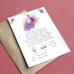 Baptism invitation, peacock