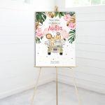 Canvas print Vaptism reception, Jeep animals pink details