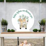 Wooden printed sign, Jeep animals balloon's