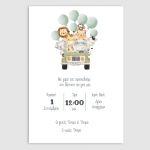 Baptism invitation, Jeep animals balloons
