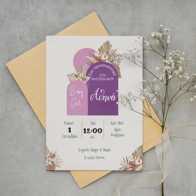 Party invitation Baby girl boho