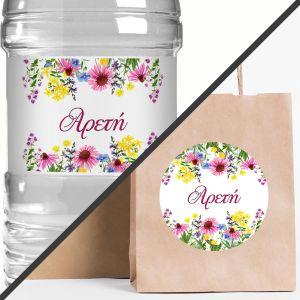 Sticker label Summer colorful flowers