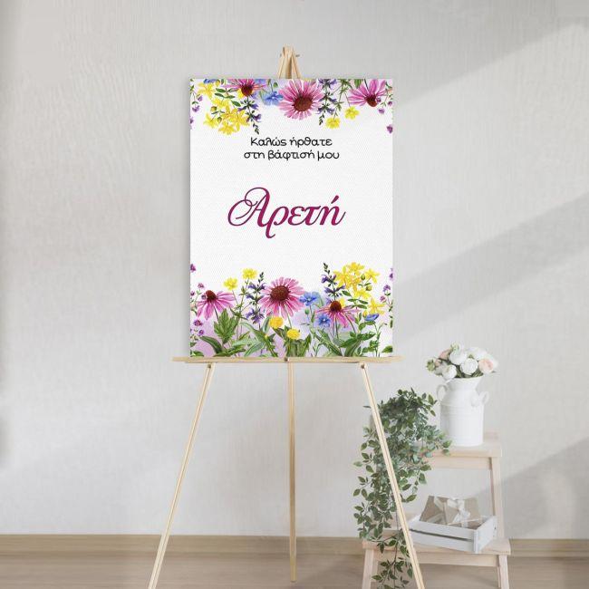 Canvas print welcome to my baptism, ballerina pink dress