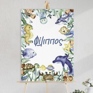 Canvas print baptism, Sea bottom watercolor