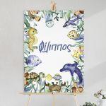 Canvas print baptism, Sea bottom watercolor