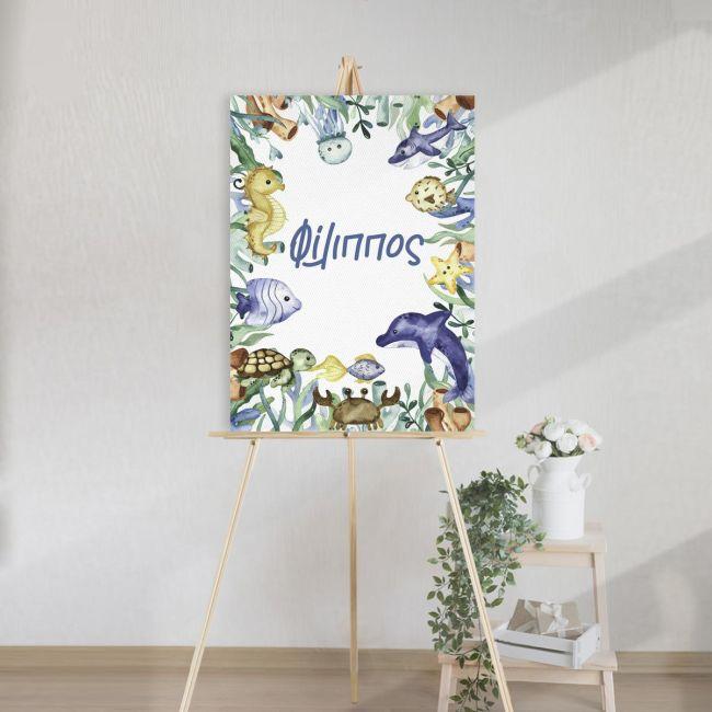 Canvas print baptism, Sea bottom watercolor