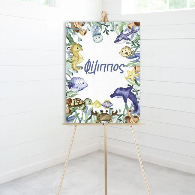 Canvas print baptism, Sea bottom watercolor