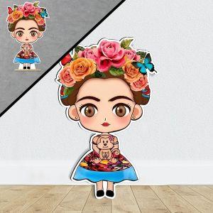Wooden figure printed Frida Kahlo