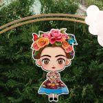 Wooden figure printed Frida Kahlo