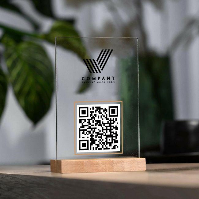 Sign plexiglass transparent, Scan for menu