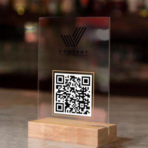 Sign plexiglass transparent, Scan for menu