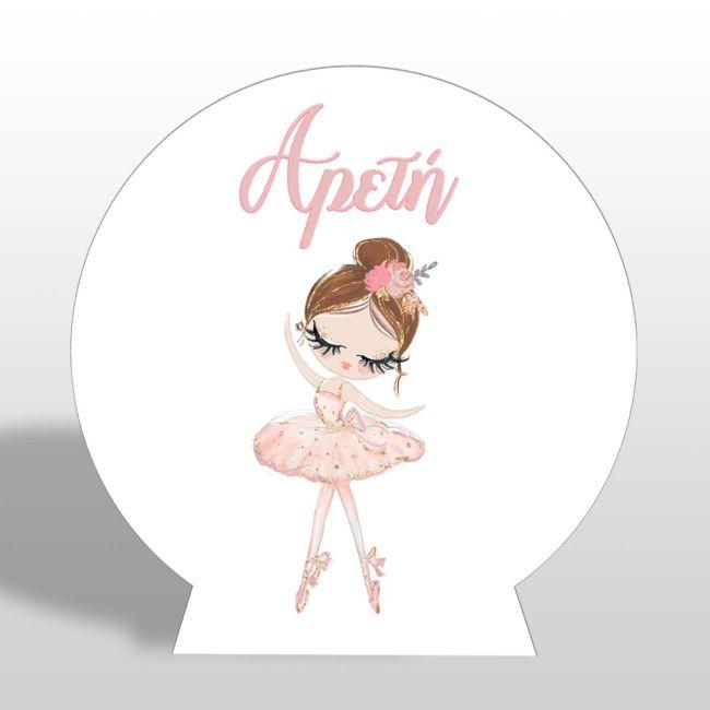 Wooden printed sign, Ballerina pink dress