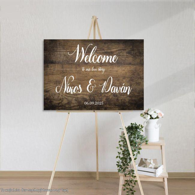 Wooden sign Wedding,Welcome to our love story