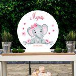 Wooden figure Elephant with flowers watercolor