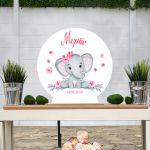 Wooden figure Elephant with flowers watercolor