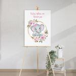 Canvas print welcome to my baptism, Girl baby Elephant