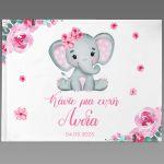 Wishes book, Little pink elephant with flowers