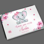 Wishes book, Little pink elephant with flowers