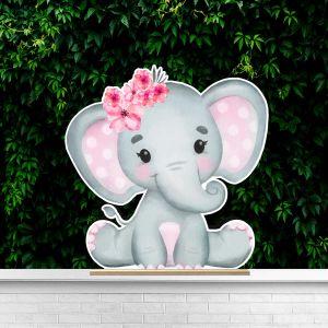Wooden figure Elephant watercolor girly with flowers