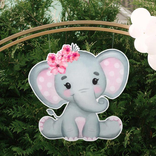 Wooden figure Elephant watercolor girly with flowers