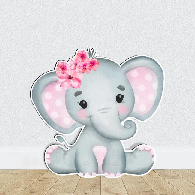 Wooden figure Elephant watercolor girly with flowers