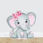 Wooden figure Elephant watercolor girly with flowers