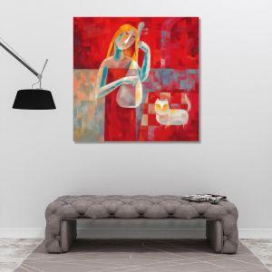 Canvas print Music and cat, square