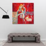 Canvas print Music and cat, square