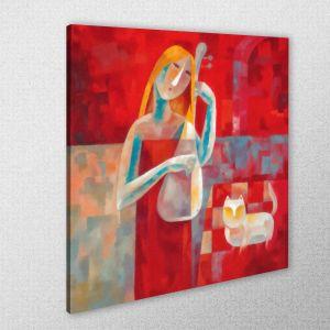 Canvas print Music and cat, square 2