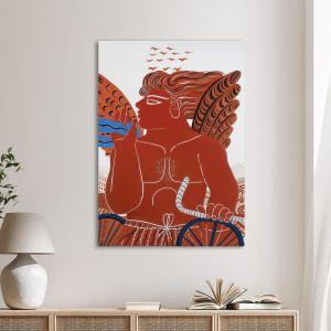 Canvas print The red bicycle rider reart, (original Fasianos)