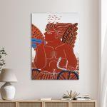Canvas print The red bicycle rider reart, (original Fasianos)
