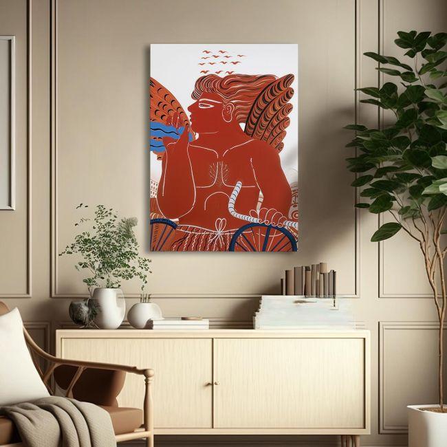 Canvas print The red bicycle rider reart, (original Fasianos)