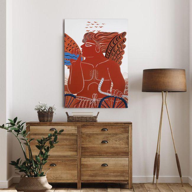 Canvas print The red bicycle rider reart, (original Fasianos)