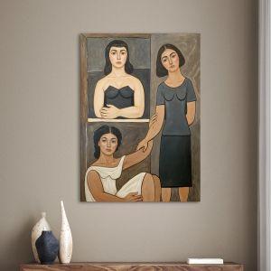 Canvas print Three young women reart, (original Sikeliotis)