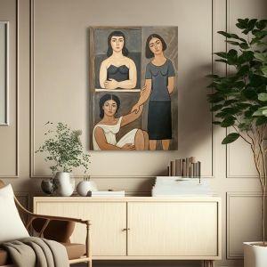 Canvas print Three young women reart (original Sikeliotis) Framed canvas View 1 2