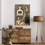 Canvas print Three young women reart, (original Sikeliotis)