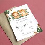 Vaptism invitaion twins Lion and tiger