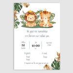 Vaptism invitaion twins Lion and tiger