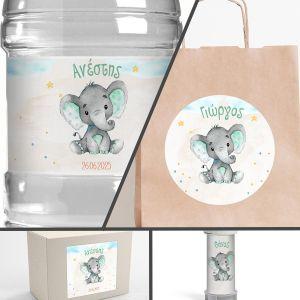 Sticker label Elephant Mint with flowers