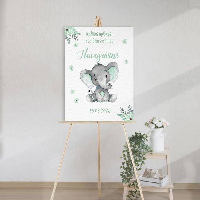 Canvas print welcome to my baptism,Elephantmint with flowers