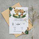 Vaptism invitaion twins Lion and tiger