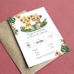 Vaptism invitaion twins Lion and tiger