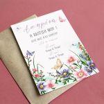 Party invitation Butterflies and flowers