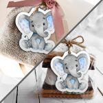 Labels carboard, Elephant blue watercolor