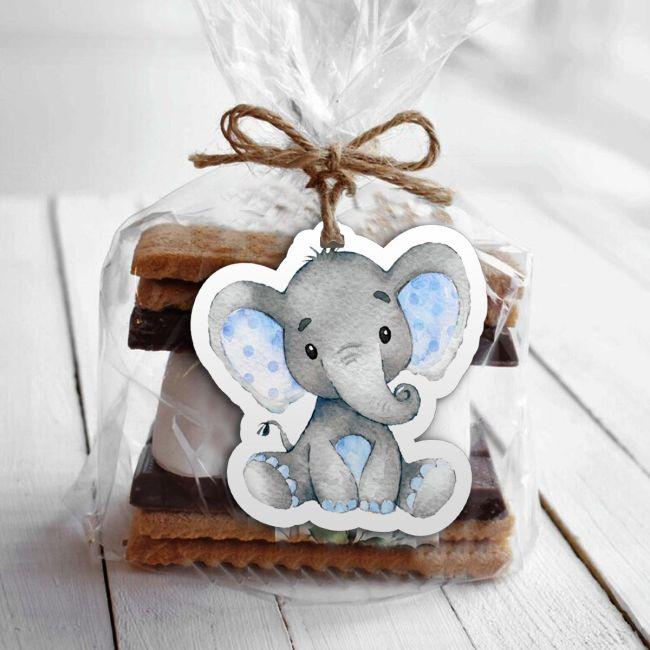 Labels carboard, Elephant blue watercolor