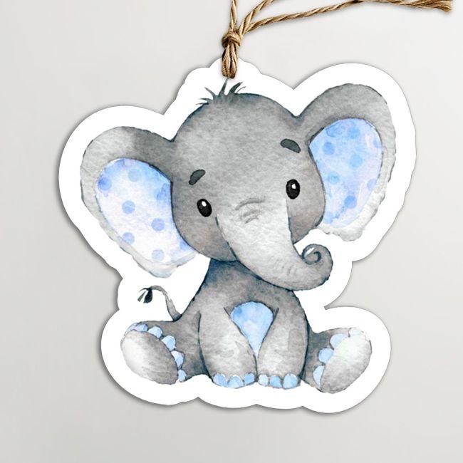 Labels carboard, Elephant blue watercolor