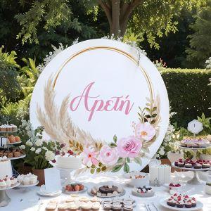 Wooden printed sign, pampas grass and pink flowers 2