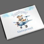 Wishes book, Cute Baby Bear Pilot Blue Airplane