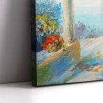 Canvas print Terrace near the sea, flowers