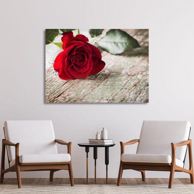 Πίνακας σε καμβά Τριαντάφυλλο, Rose on wood